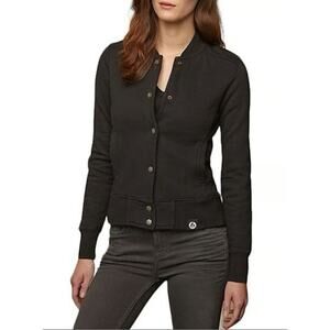 American Giant Women's Black-Charcoal Snap-Front Bomber Jacket